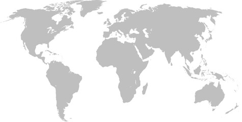Obraz premium Simple Monochrome Grey Vector World Map Illustration with Continent Shapes