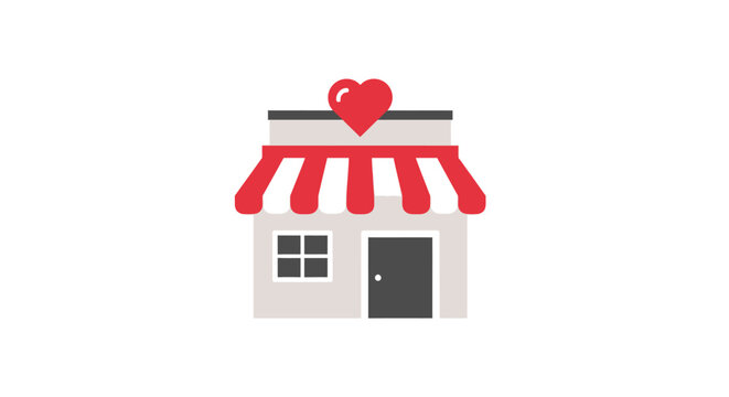 Small shop with heart symbol.
