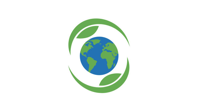 Earth Globe with Green Leaves.