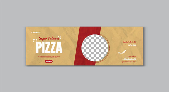 Eid al Adha Food menu and delicious pizza Twitter Header Banner Template