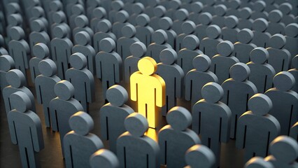 Fototapeta premium Group of people standing in a circle and row teamwork leadership concept illustration