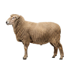 Obraz premium Adult woolly sheep standing profile view on transparent background