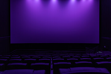 Obraz premium Large blank white cinema screen in dark modern movie theater