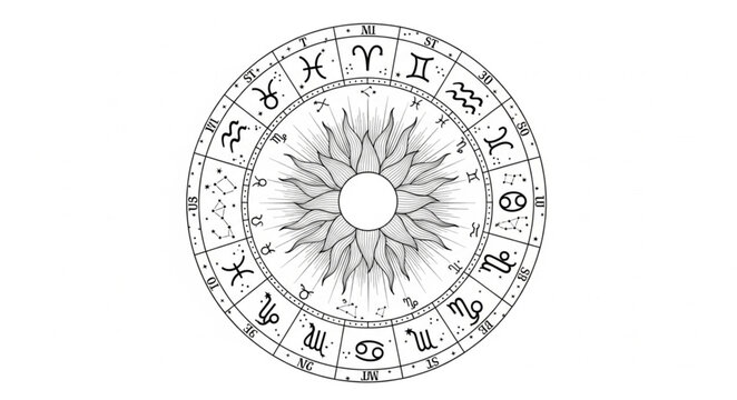 Zodiac Wheel Astrology Symbol.
