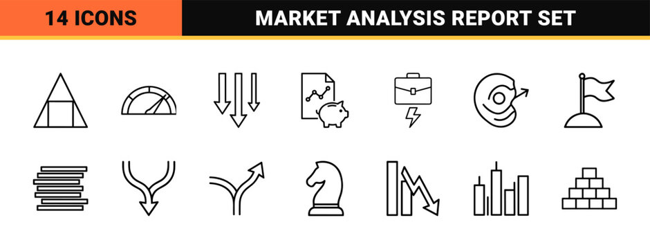 Business growth and decrease line icon set for data visualization