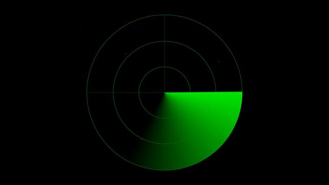 Green Sweep Radar HUD Overlay 4K Transparent Background Alpha Channel Seamless Loop