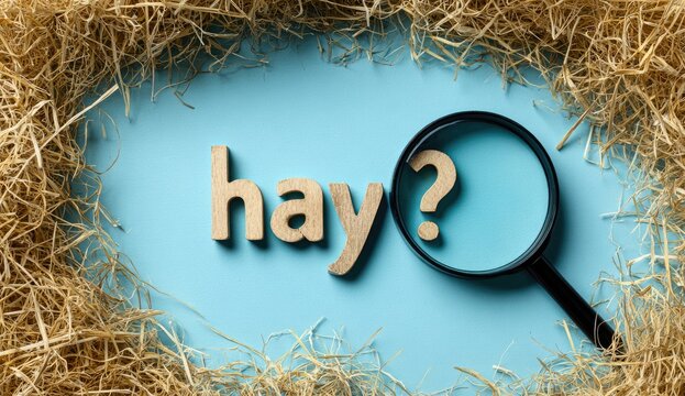 Searching for a needle in a haystack concept with magnifying glass.