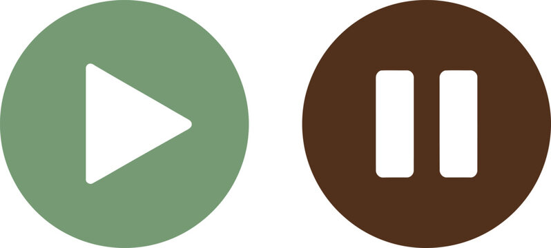 Play and pause media buttons representing control interfaces for audio or video playback navigation systems