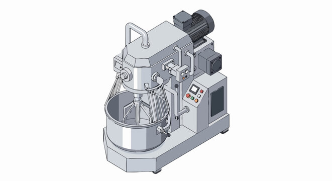 Industrial Planetary Mixer Illustration for Professional Commercial Bakery and Food Processing Equipment