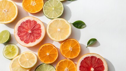 Fototapeta premium Bright Citrus Fruit Slices with Clean Background and Space for Text - 4