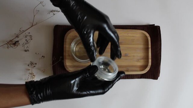 Opening glass Jar flat lay