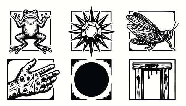 Biblical Exodus Plagues Icons for Passover and Religious Education