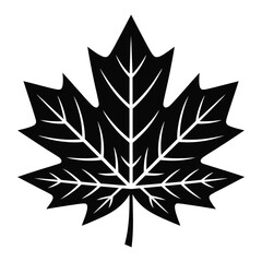 Obraz premium Black maple leaf silhouette icon isolated on white background