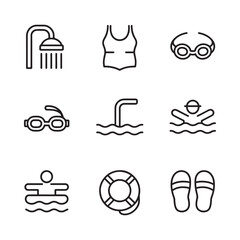 Swimming and water sport related icons in minimalist line style © NASRIN