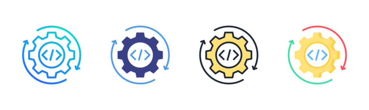 Continuous Icon Set Multiple Style Collection
