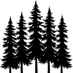 Obraz premium Tall Pine Forest Line Silhouette
