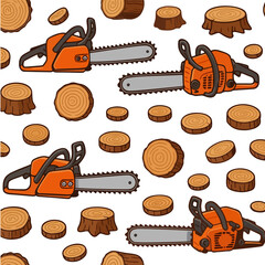 Naklejka premium Chainsaw Vector Illustration, Power Tool SVG, Wood Cutting Equipment, Lumberjack Tool Design