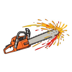 Naklejka premium Chainsaw flames Vector, fire chainsaw Illustration, Power Tool SVG, Wood Cutting Equipment Icon, Lumberjack Tool Design