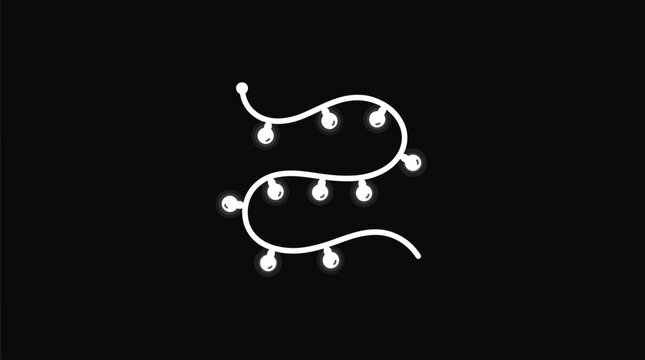 Minimalistic White String Lights on Black Background