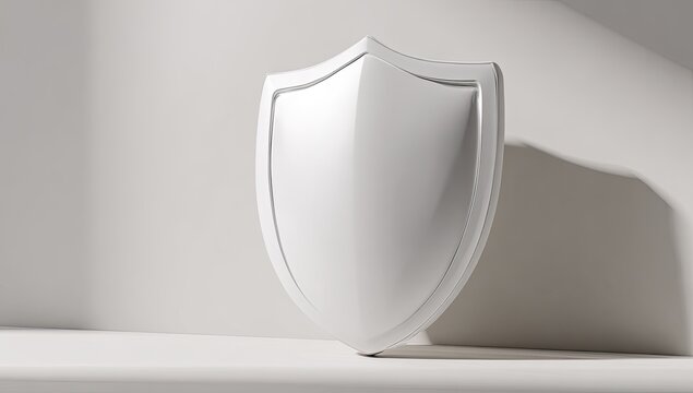 Minimalist White Shield Symbolizing Security and Protection.
