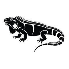 Fototapeta premium Black and white illustration of a lizard on white background
