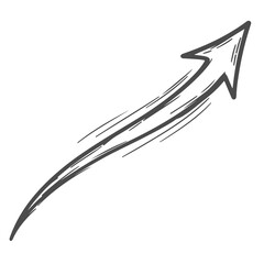 Curved Arrow Icon Direction Growth Movement Pointer Sketch Style Minimal Design Isolated Png Transparent Background © Mosaraf Hossain