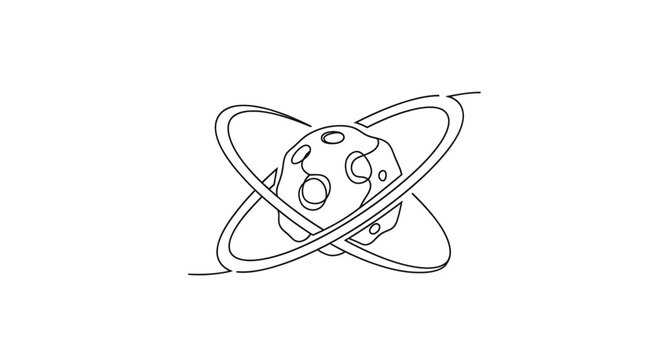 Minimalist Asteroid with Orbit Rings Icon