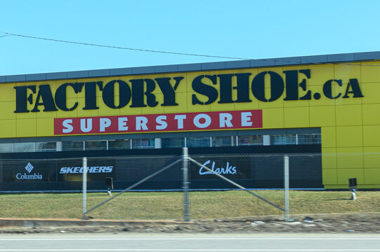 Factory Shoe store in Toronto, Ontario, Canada is visible