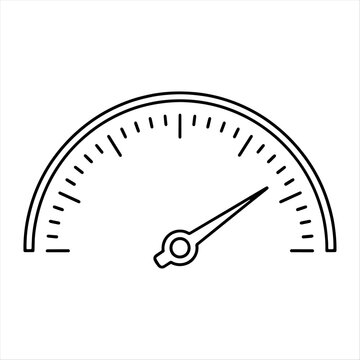Simple line drawing of a speedometer dial with pointer at moderate speed line art white background speed limit gauge line tick mark gauge needle speedometer indicator measurement