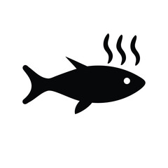 Fototapeta premium Silhouette image depicting a steaming fish, likely freshly cooked and ready to eat