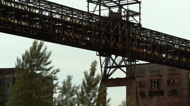 camera pan in old industrial area East Europe