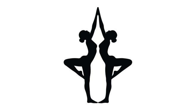 Silhouette of a dancing woman and girl
