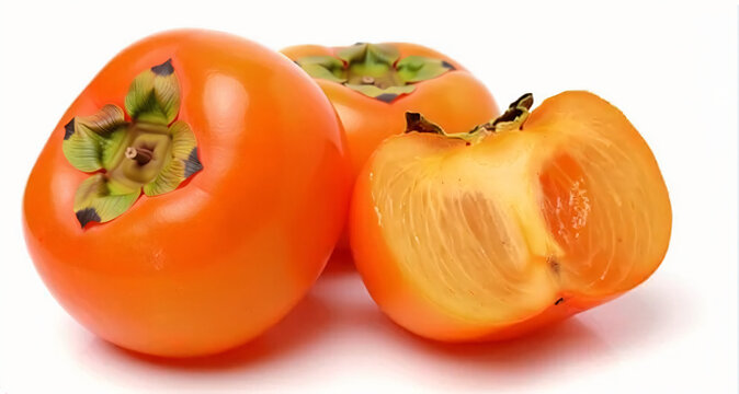 Persimmon Taubat&eacute; (Diospyros kaki) &ndash; White Background