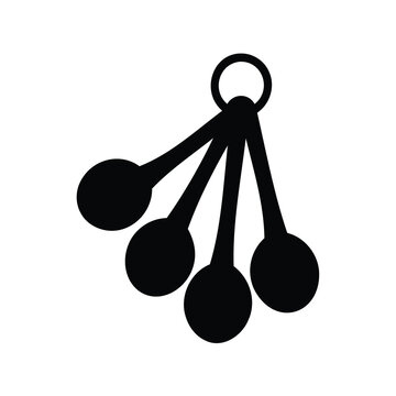 A set of four measuring spoons connected by a ring icon