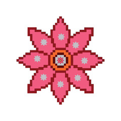 Fototapeta premium Flower with pixel style petals arranged in grid
