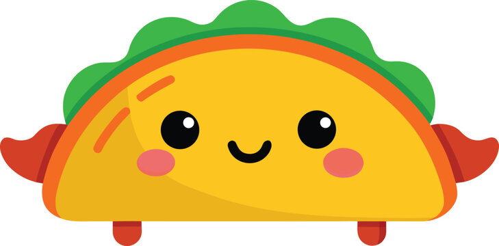 Joyful taco character with green lettuce detail