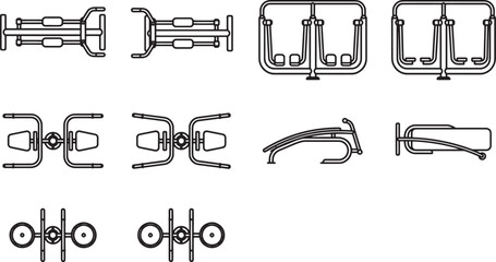 Obraz premium A comprehensive collection of exercise machines, illustrated in a clean, professional style, ready for applications.