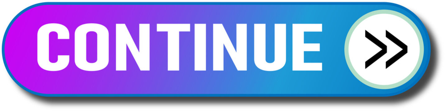 Colorful continue button with gradient arrow pointing to the right isolated on transparent background