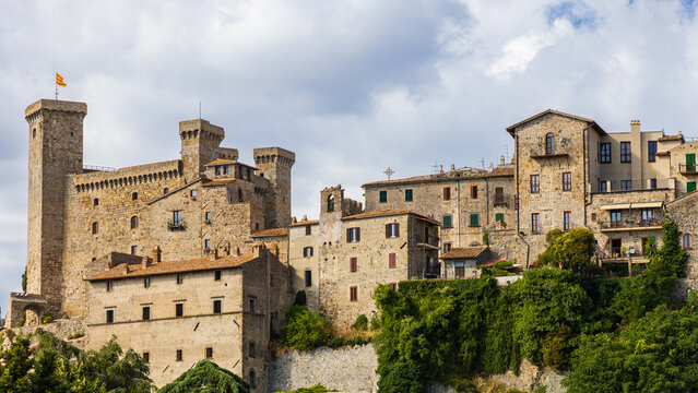 Hilltop castle and old city center view, Bolsena, Viterbo, Italy.