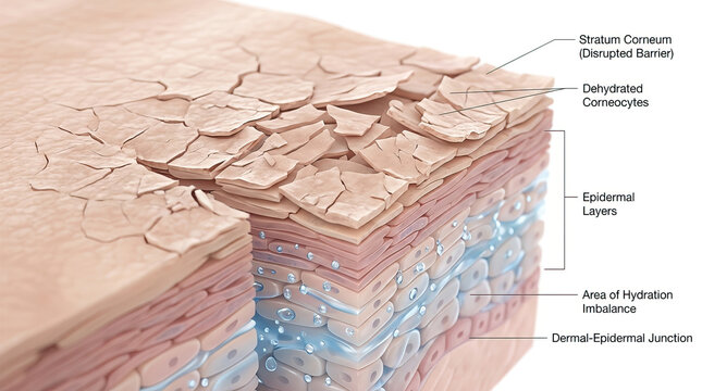 Dry skin cracked skin epidermis skin layer dehydration skin barrier stratum corneum skin anatomy dermatology