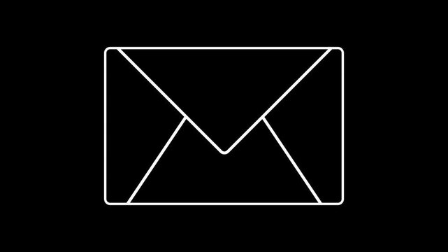 e mail icon on a black background. 4k video