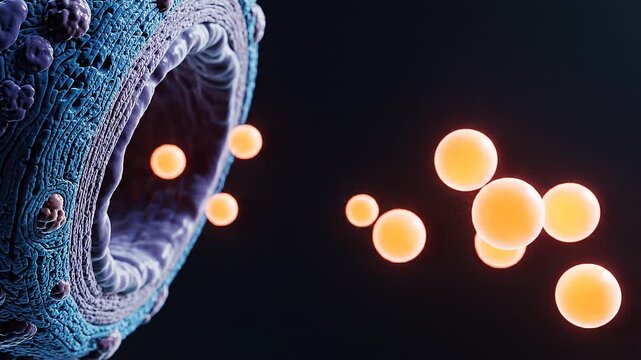 INTERLEUKIN molecules approaching a cell membrane, visualising immune response activation