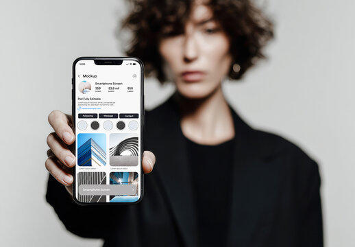 Smartphone Held in Hand Close Up Mockup