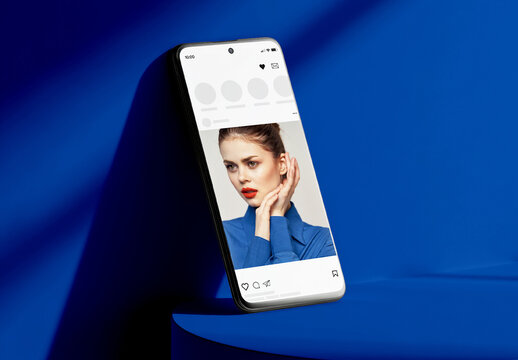 Smartphone Leaning on Platform Scene Mockup