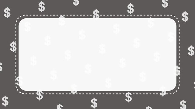 Animated Dollar Sign Pattern Background with White Rectangular Copy Space
