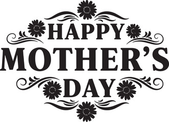 Obraz premium Happy mother's day with floral daisies and swirls vector design on transparent background