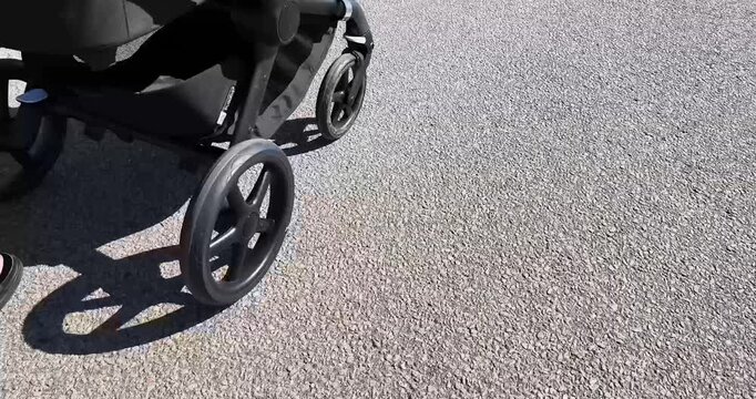 stroller wheels rolling outside