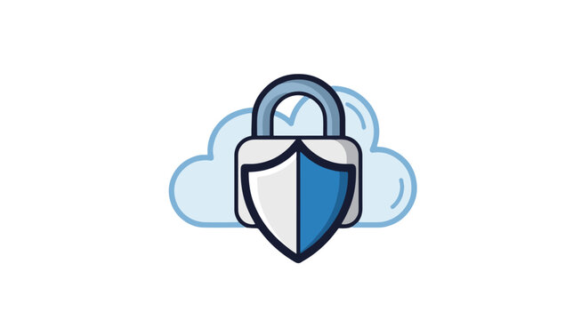 Cloud Data Security Protection with Shield Icon Cybersecurity Concept