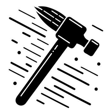 Black of a spalling hammer on white background tool symbol