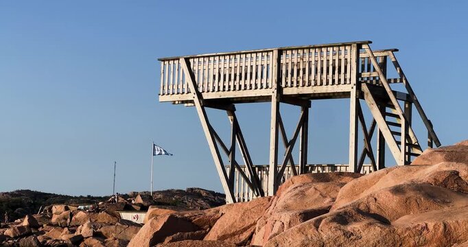 diving tower by the sea and the bathing area